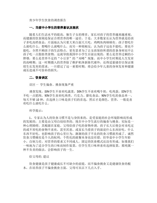 青少年学生饮食的调查报告