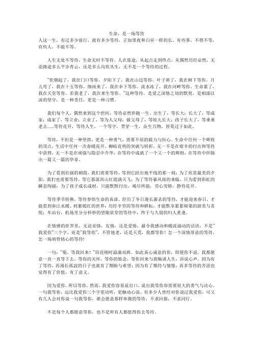 生命,是一场等待 