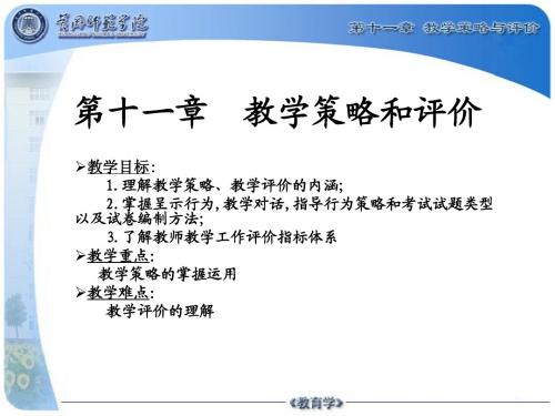 教育学课件第十一章  教学策略和评价