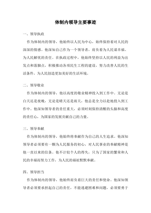 体制内领导主要事迹