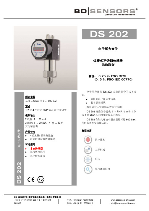 防爆型电子压力开关DS202_德国BD SENSORS