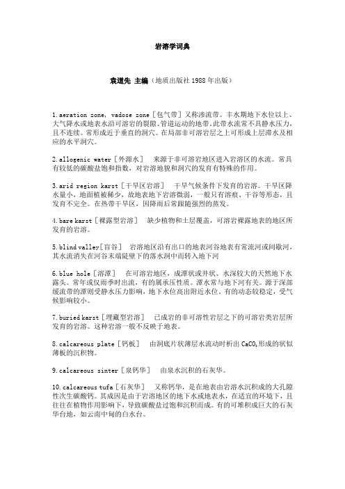 岩溶学词典