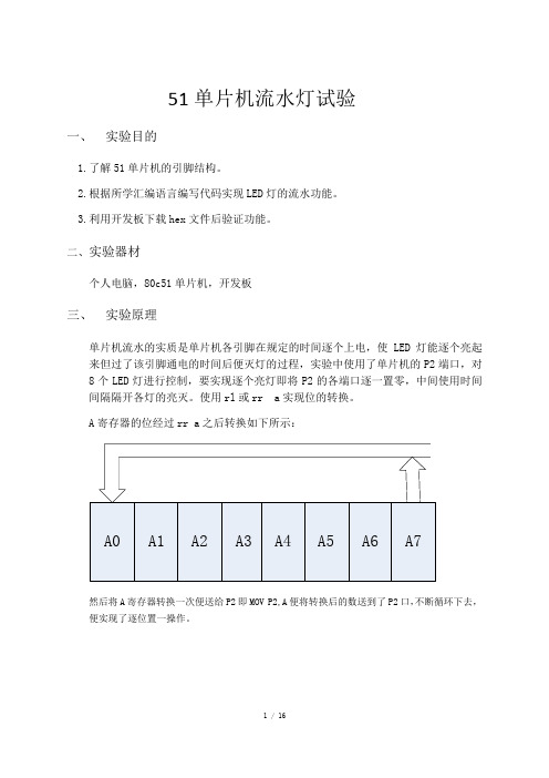 51单片机流水灯实验报告-单片机实验报告流水灯