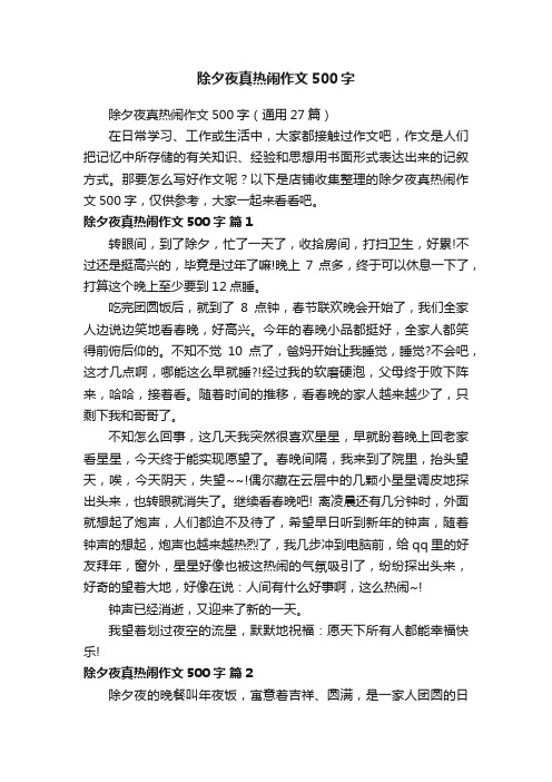 除夕夜真热闹作文500字