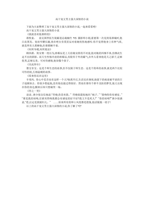 高干宠文男主强大深情的小说 