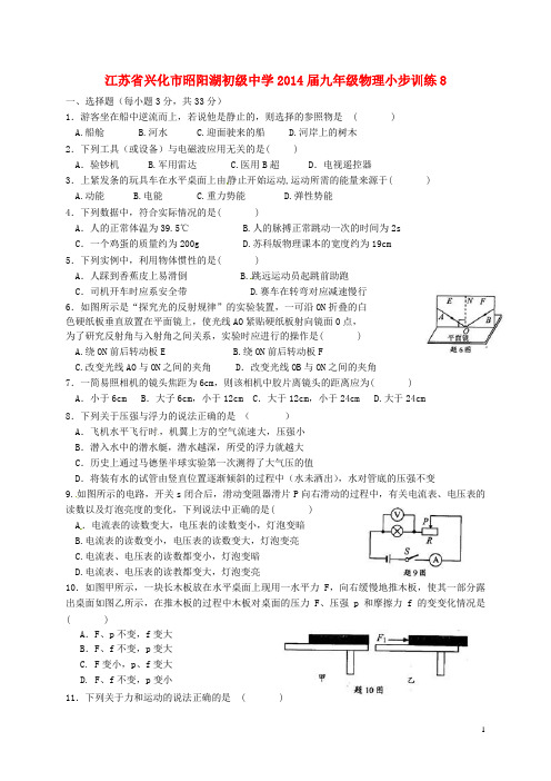 江苏省兴化市昭阳湖初级中学九年级物理小步训练8(无答案) 新人教版