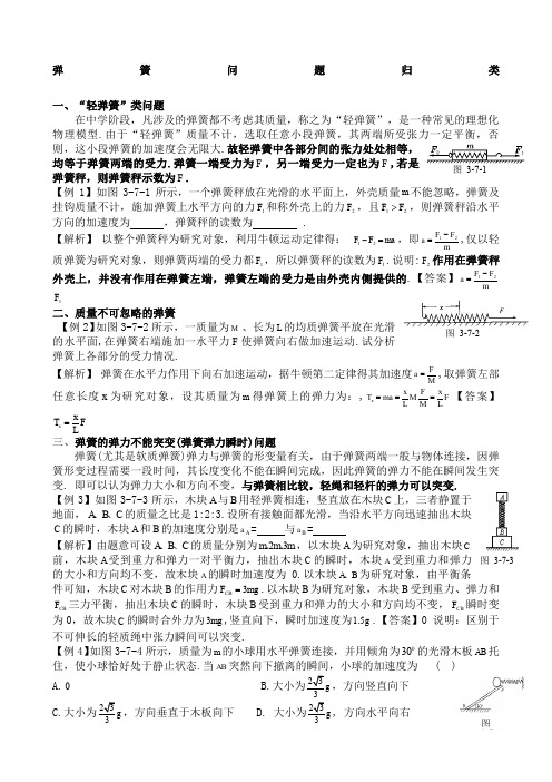 高中物理弹簧弹力问题含答案
