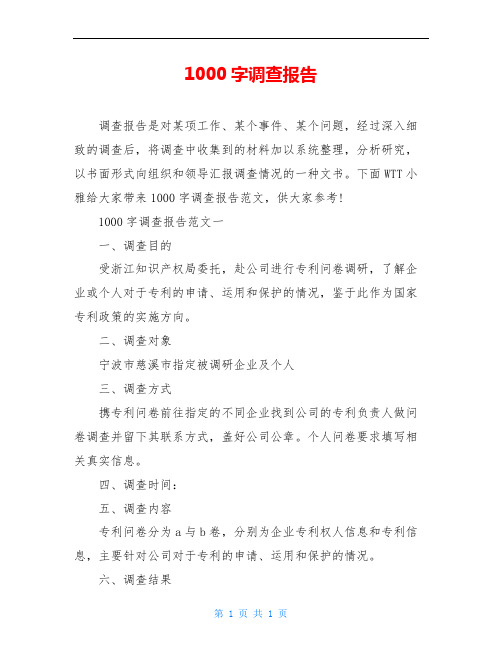 1000字调查报告