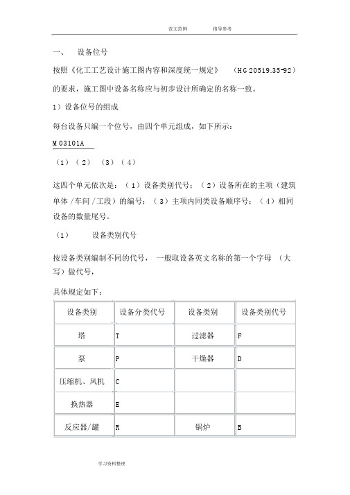 化工工艺设计图纸标识代号