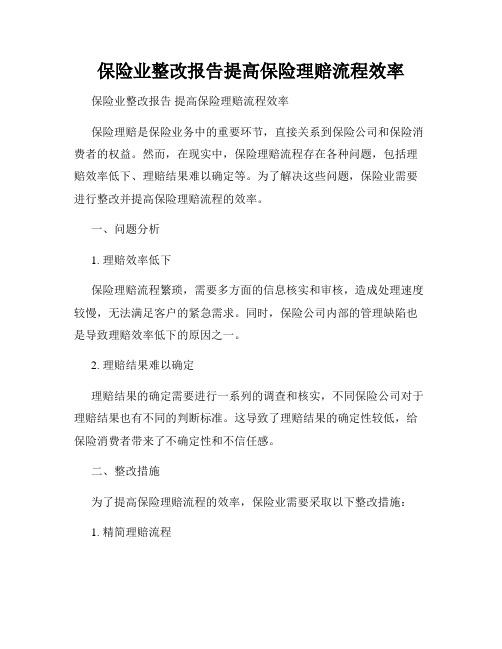 保险业整改报告提高保险理赔流程效率