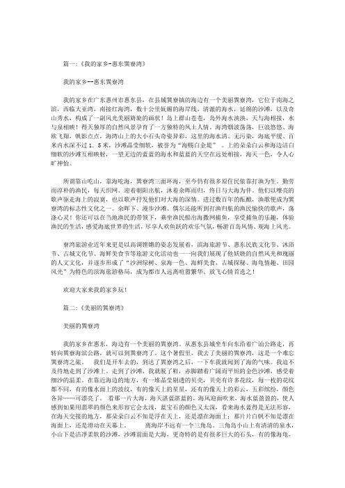 关于巽寮湾的作文