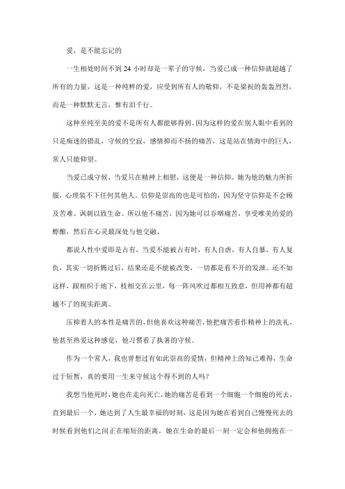 《爱,是不能忘记的》读后感