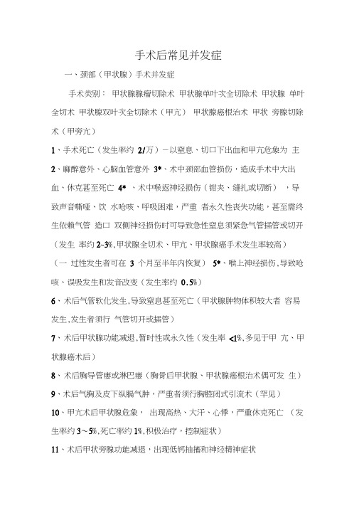 手术后常见并发症