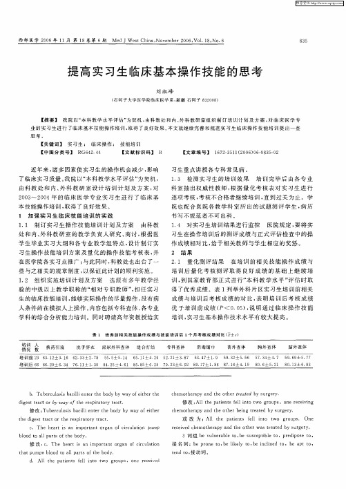 提高实习生临床基本操作技能的思考