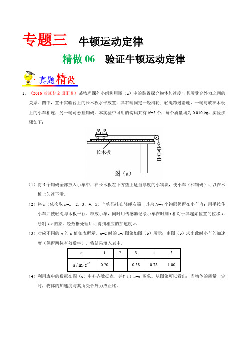 精做06 验证牛顿运动定律-试题君之大题精做2019年高考物理(解析版)