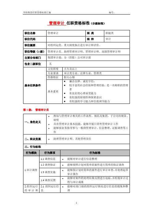 审计任职资格标准管理审计岗案例