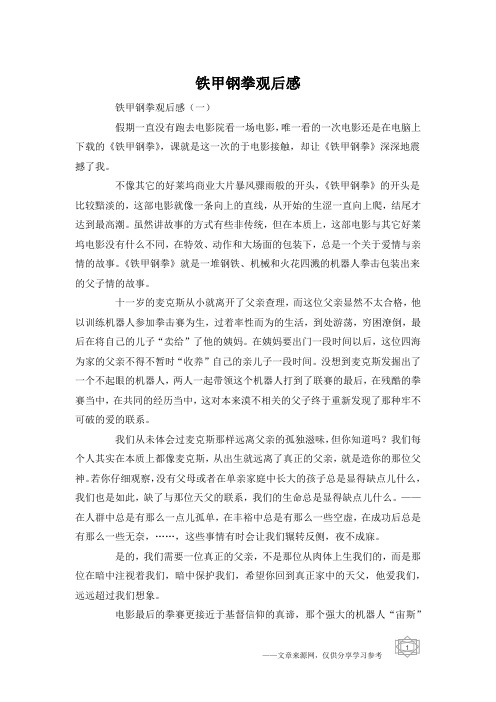铁甲钢拳观后感