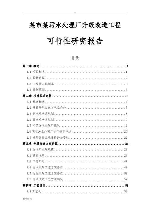 某市某污水处理厂升级改造工程可行性实施报告