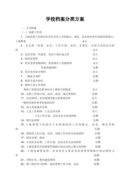 学校档案分类方法