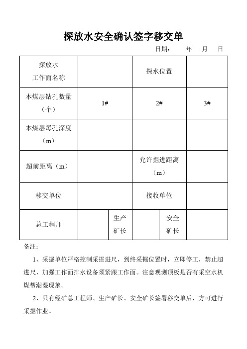 探放水钻探通知单