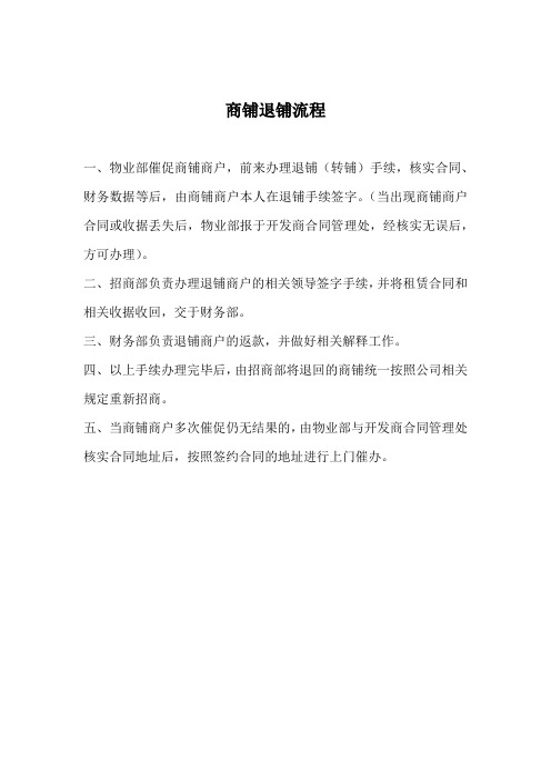 商铺退铺流程