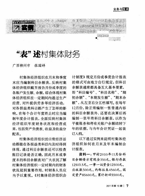 “表”述村集体财务