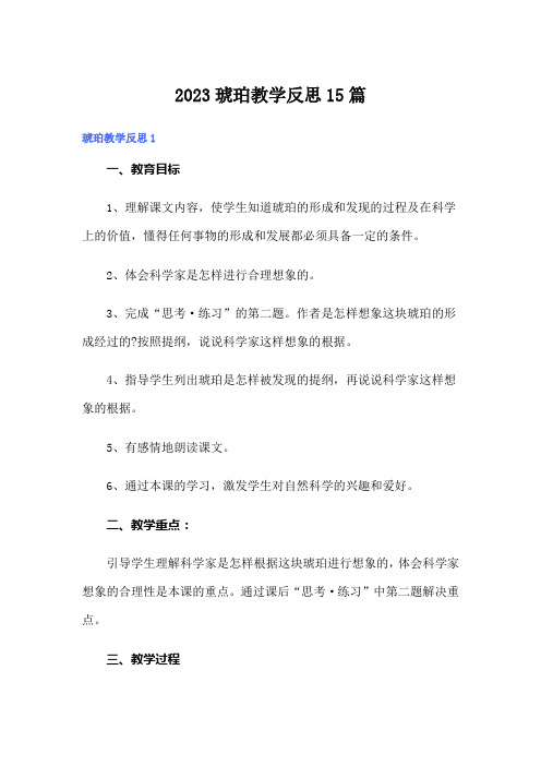 2023琥珀教学反思15篇