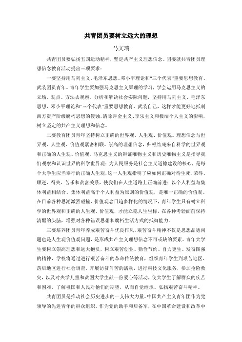 共青团员要树立远大的理想