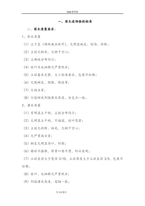 园林绿化苗木进场验收标准