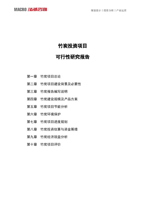 竹炭投资项目可行性研究报告