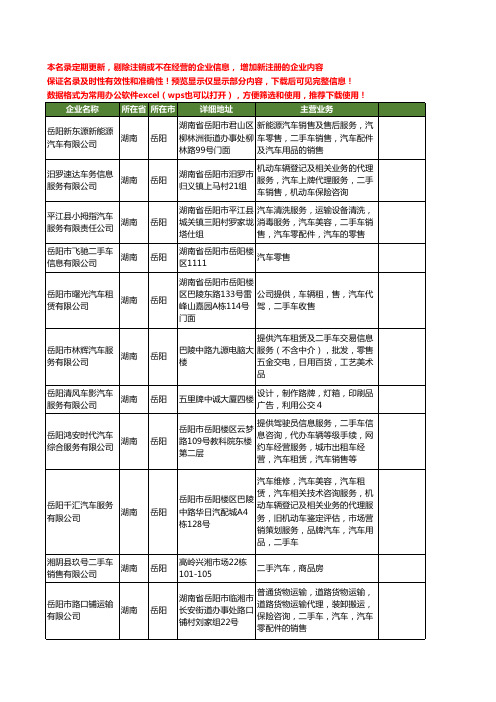 新版湖南省岳阳二手车汽车工商企业公司商家名录名单联系方式大全13家