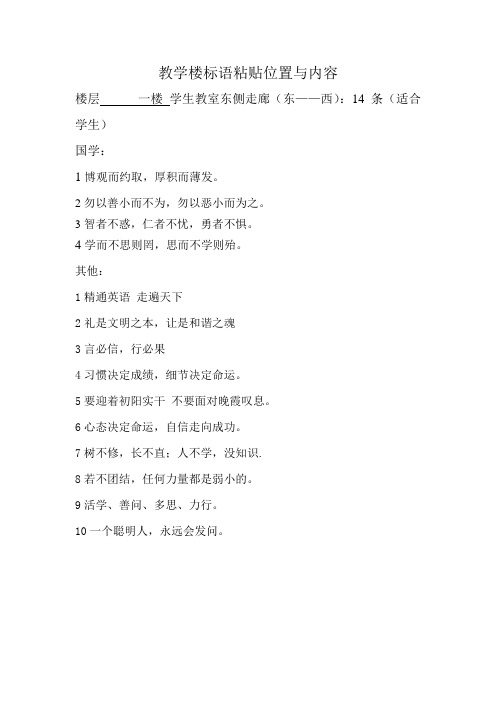 一楼走廊标语