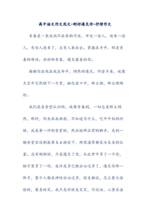 高中语文作文范文-刚好遇见你-抒情作文