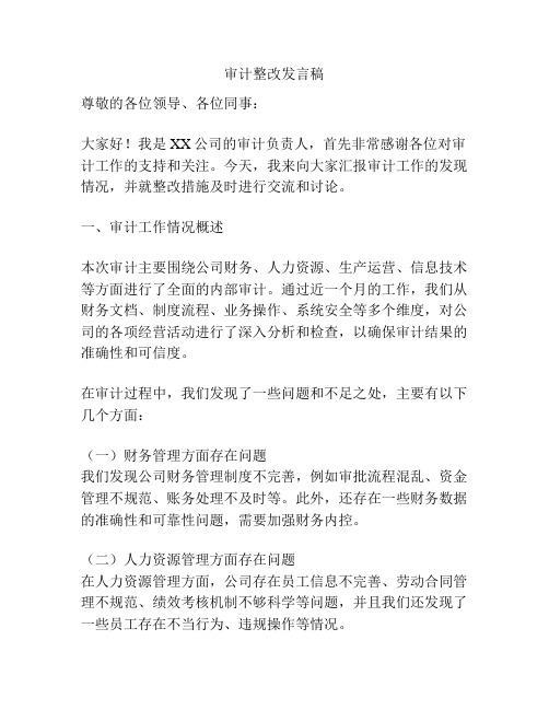 审计整改发言稿