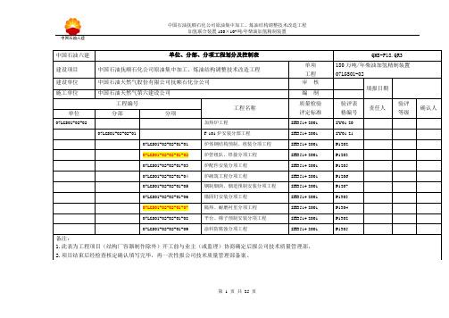 单位、分部、分项工程划分