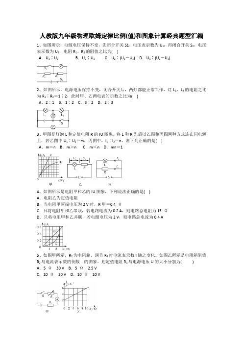 人教版物理九年级全一册第十七章欧姆定律——欧姆定律比例(值)和图象计算经典题型汇编