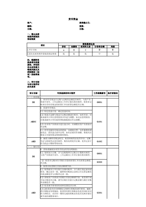 完整的货币资金审计底稿