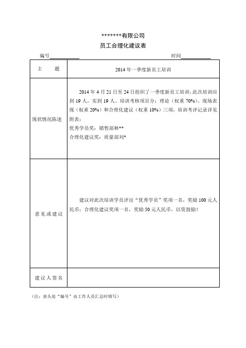 合理化建议表