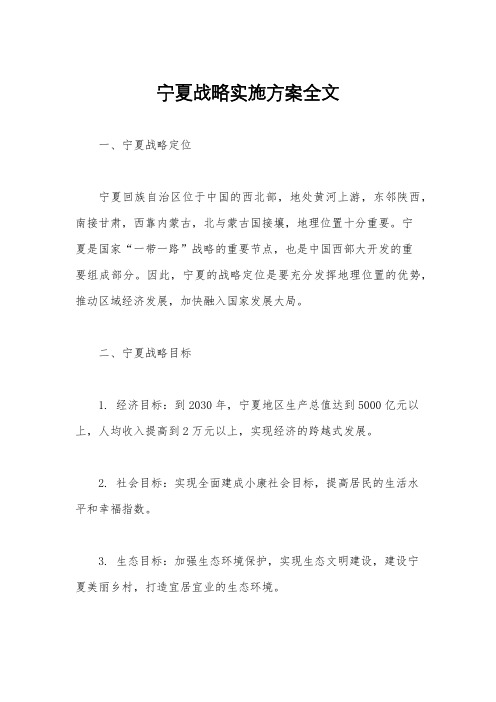 宁夏战略实施方案全文