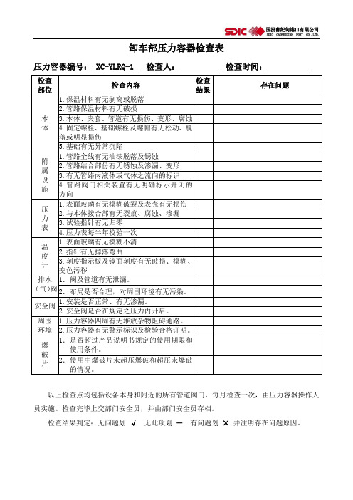 压力容器检查表
