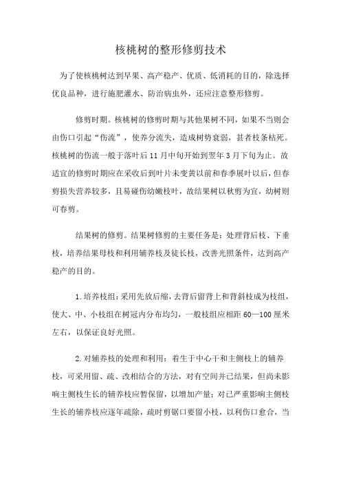核桃树的整形修剪技术