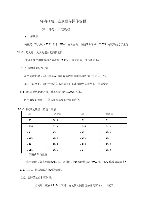 硫磺制酸工艺规程与操作规程要点