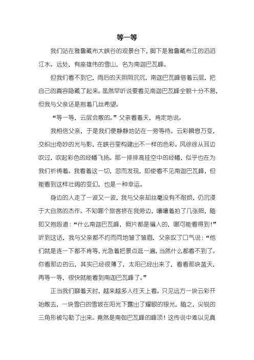 初三作文：等一等作文800字