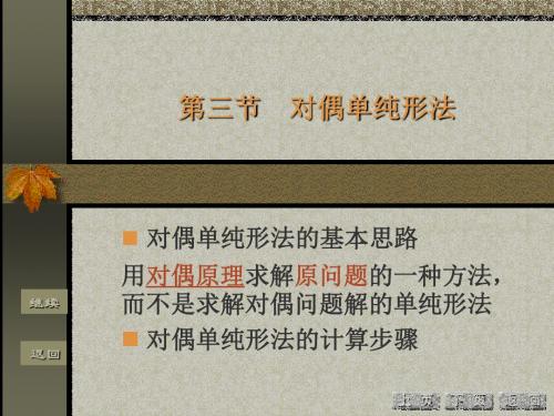 对偶单纯形、影子价格