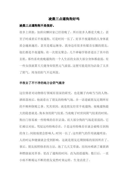 凌晨三点遛狗狗好吗