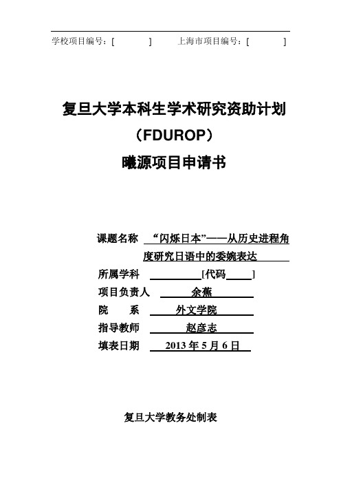 曦源项目项目申请书