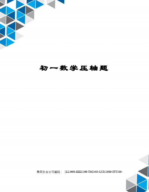 初一数学压轴题