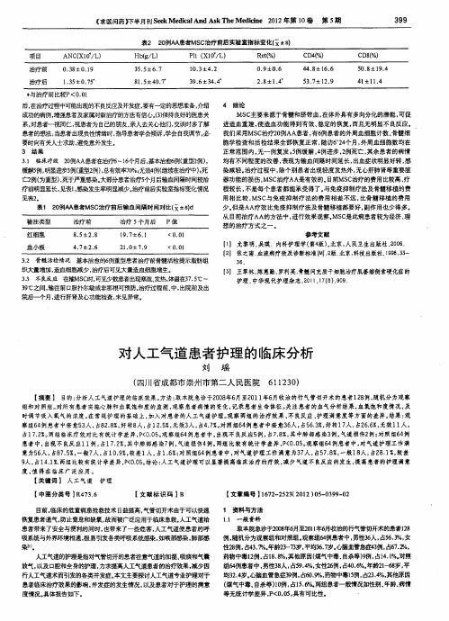 对人工气道患者护理的临床分析