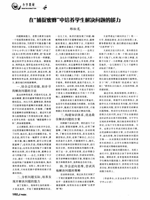 在“捕捉蜜蜂”中培养学生解决问题的能力