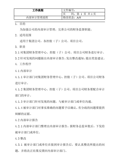 某房地产公司内部审计管理流程